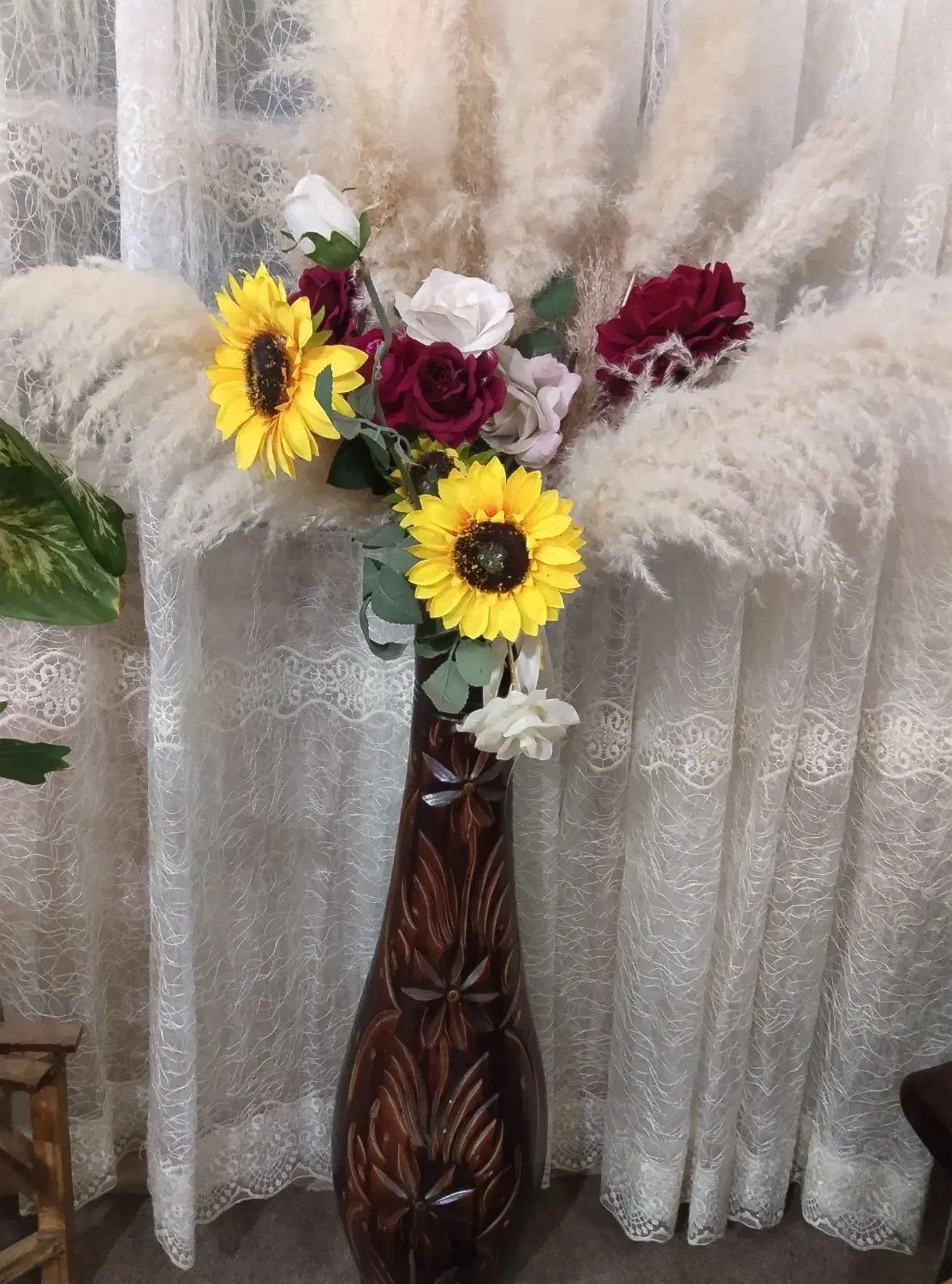 گلدان و گل|گل مصنوعی|فیروزه, |دیوار