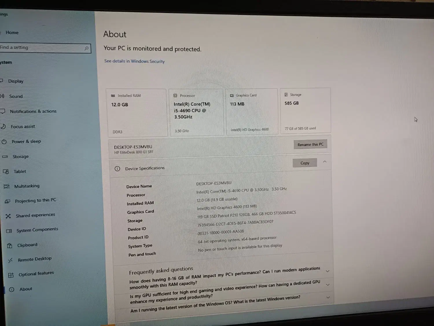 کیس Hp i5 نسل4 (رم12 ssd+hdd)|رایانه رومیزی|تبریز, |دیوار
