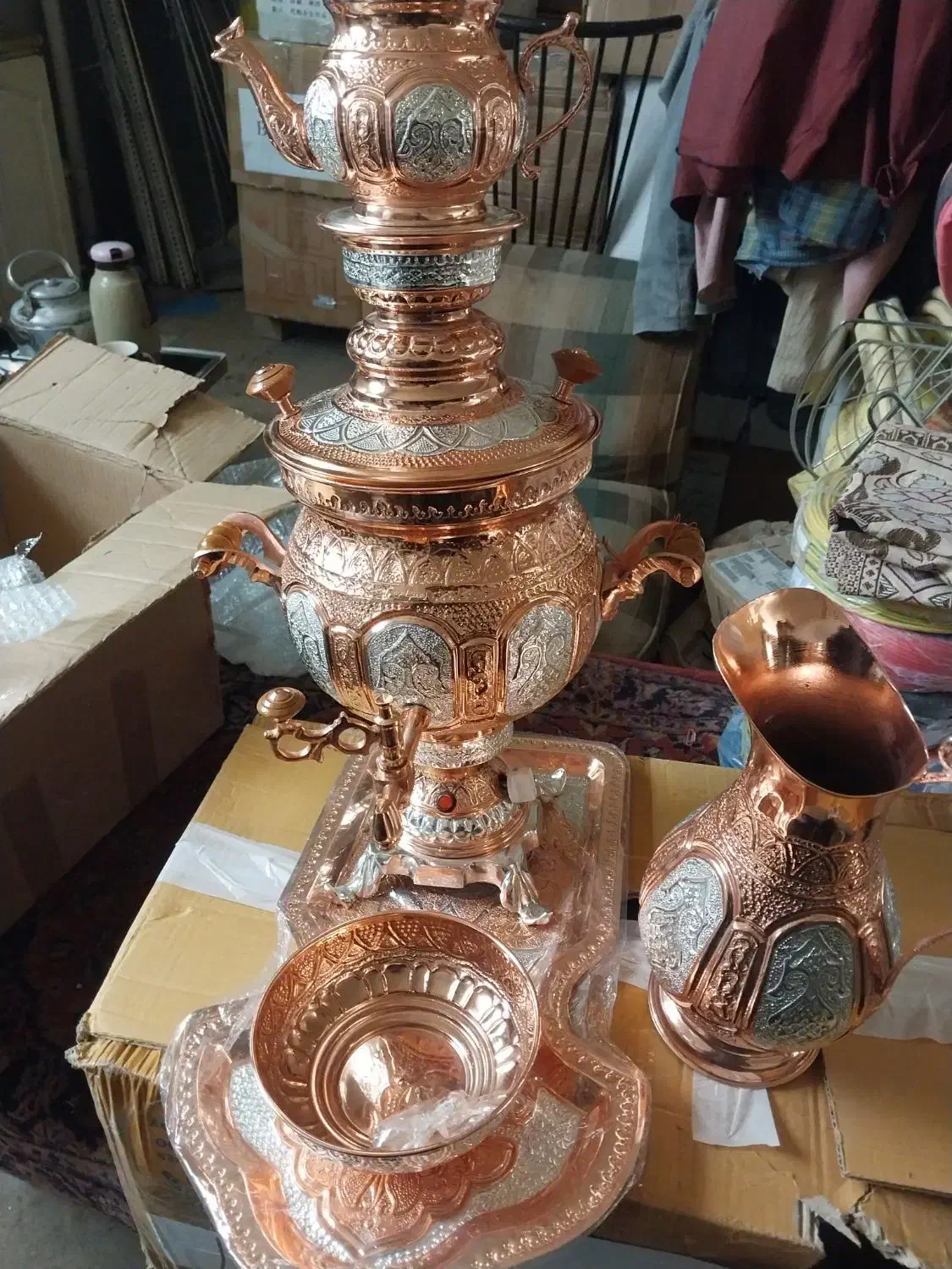 یک سرویس سماورمسی نو نو|کلکسیون اشیاء عتیقه|تهران, امام زاده عبدالله|دیوار