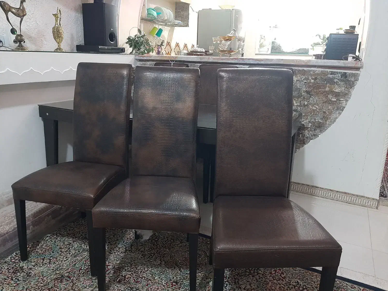 میز و صندلی ناهارخوری 6نفره چوبی|میز و صندلی غذاخوری|بافت, |دیوار