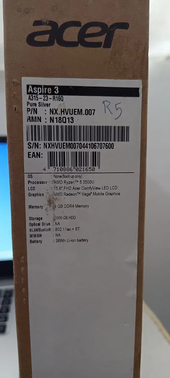 لپ تاپ ایسر ryzen5رم 12در حد آک|رایانه همراه|هرسین, |دیوار