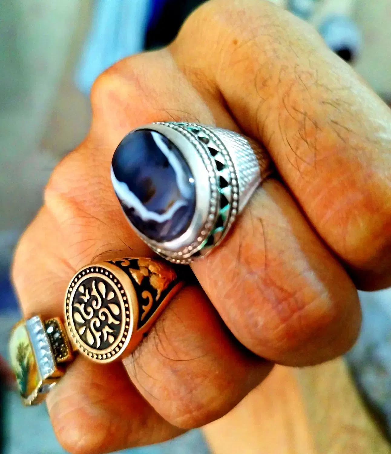 انگشتر نقره ۴مهر دست ساز شجرعقیقی زیبا|جواهرات|کرج, شهرک فهمیده|دیوار