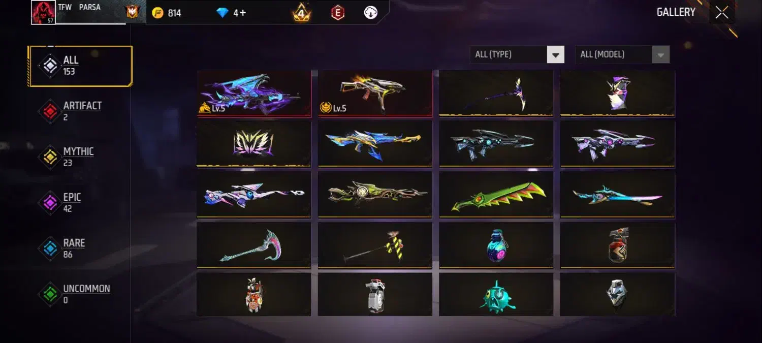 آکانت فری فایر گان لولی دار|کنسول، بازی ویدئویی و آنلاین|کلاله, |دیوار