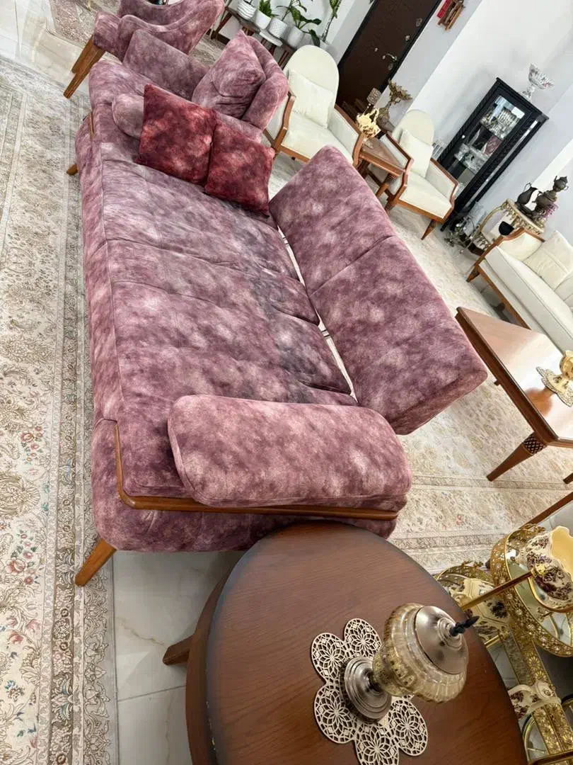 مبل  ده نفر با میز عسلی  تخت خواب شو  تمیز|مبلمان خانگی و میز عسلی|بابلسر, |دیوار