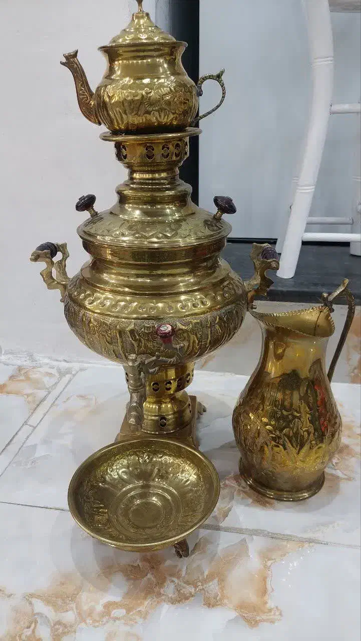 سماورطلایی برنجی|سماور، چای‌ساز، قهوه‌ساز|اقبالیه, |دیوار