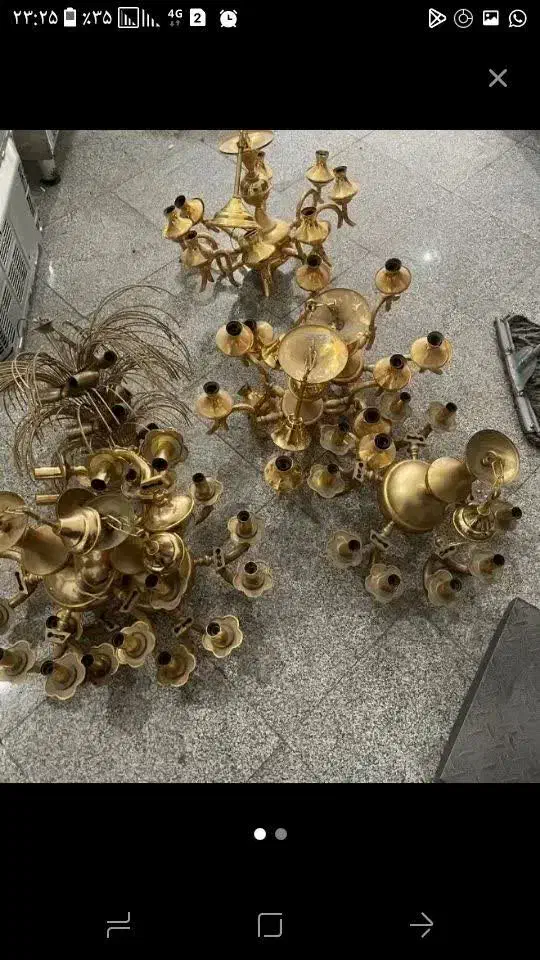 معامله لوسترهای برنجی اب طلا کیلویی ۱۲۰۰|لوستر و چراغ آویز|همدان, |دیوار