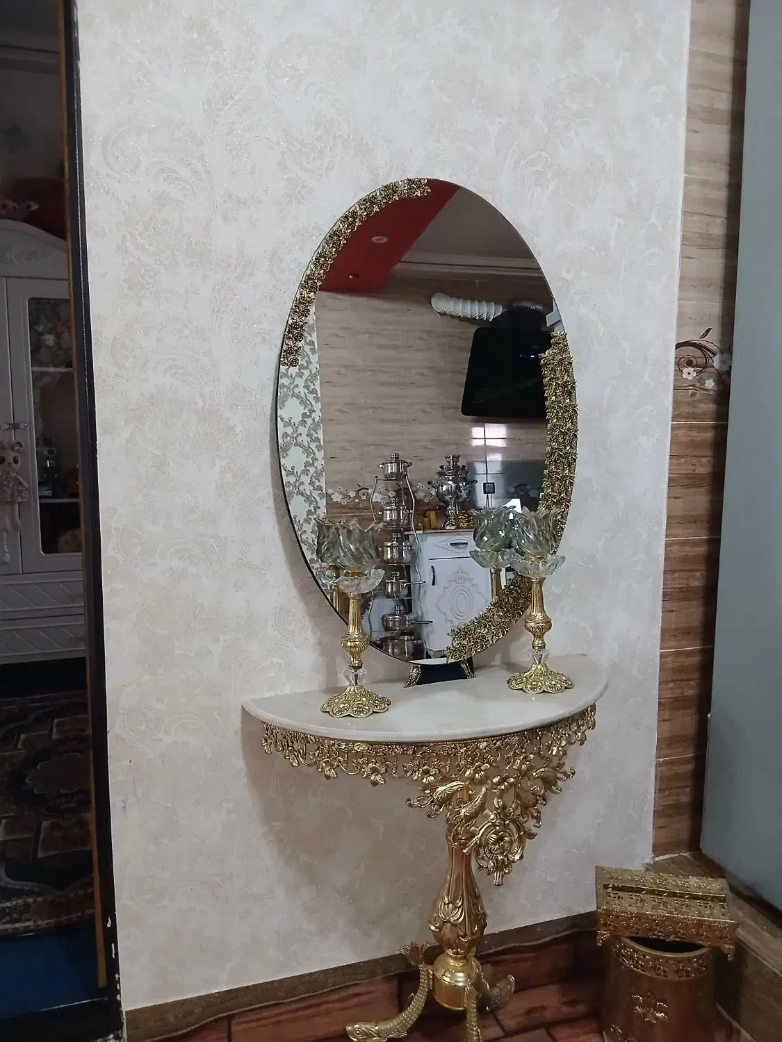 یک عدد اینه شمعدانی|صنایع دستی و سایر لوازم تزئینی|بناب, |دیوار