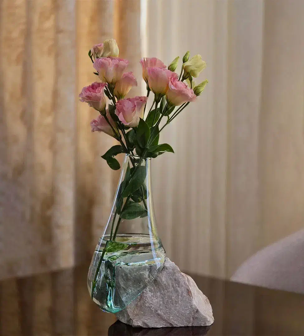 گلدان های شیشه ای با پایه سنگ معدن طبیعی|صنایع دستی و سایر لوازم تزئینی|تهران, چهارصد دستگاه|دیوار