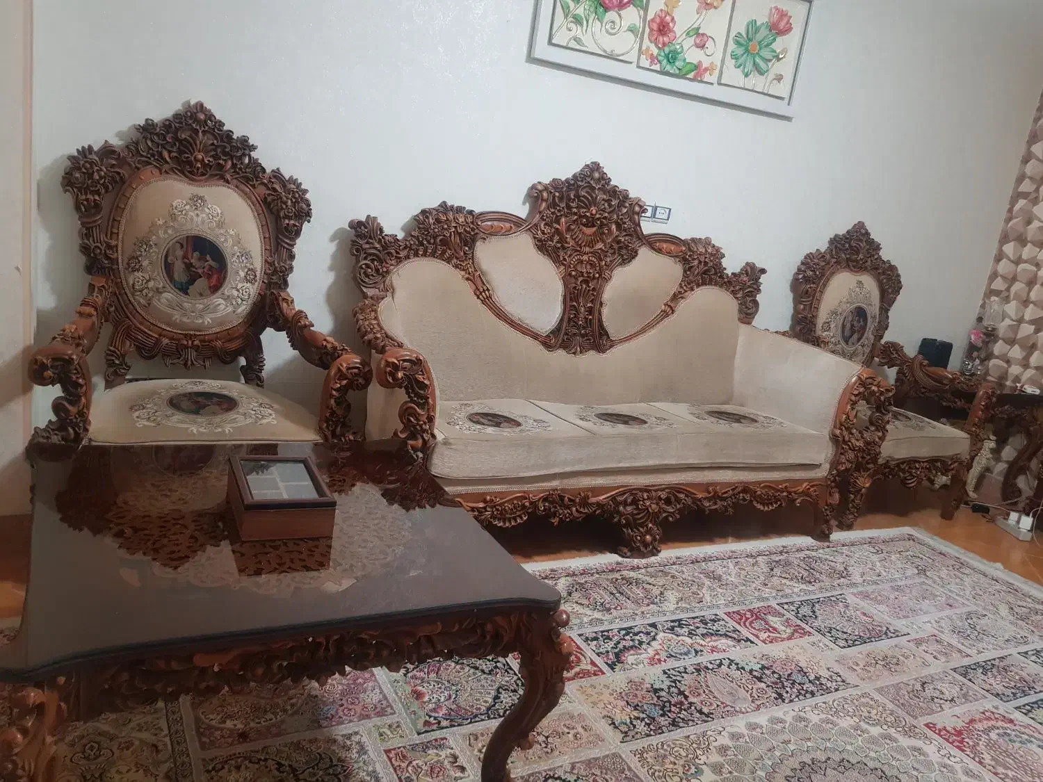 مبلمان استیل ۹ نفره تمام چوب گورجستان|مبلمان خانگی و میز عسلی|گلستان (تهران), |دیوار