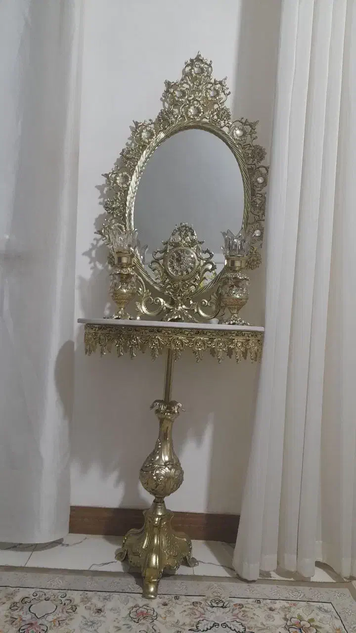 آینه شمعدان برنجی نو|آینه|تاکستان, |دیوار