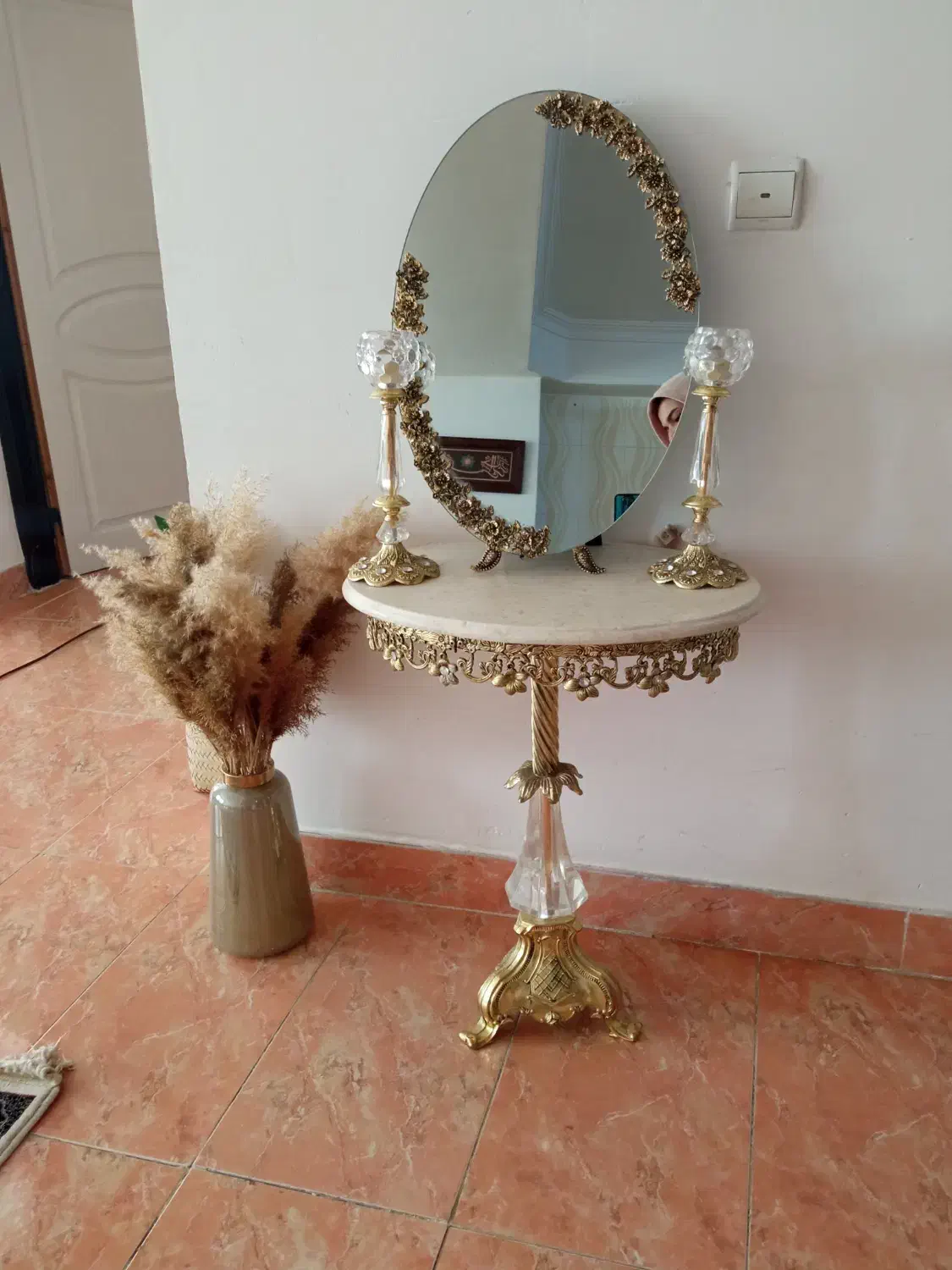 آینه شمعدان برنزی|بوفه، ویترین، کنسول|مرند, |دیوار