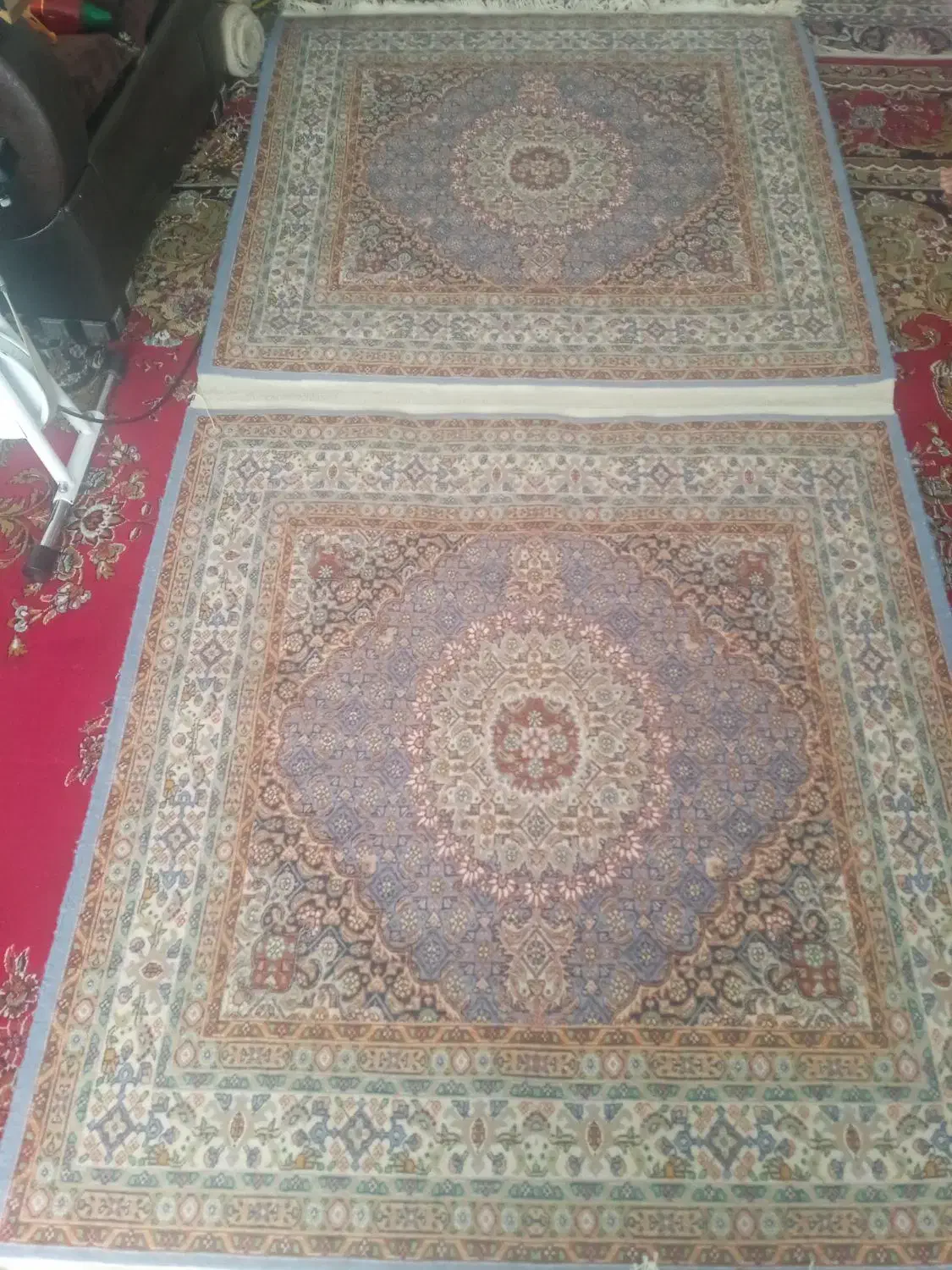 جفت قالیچه125*125|گلیم، جاجیم، گبه|بیرجند, |دیوار