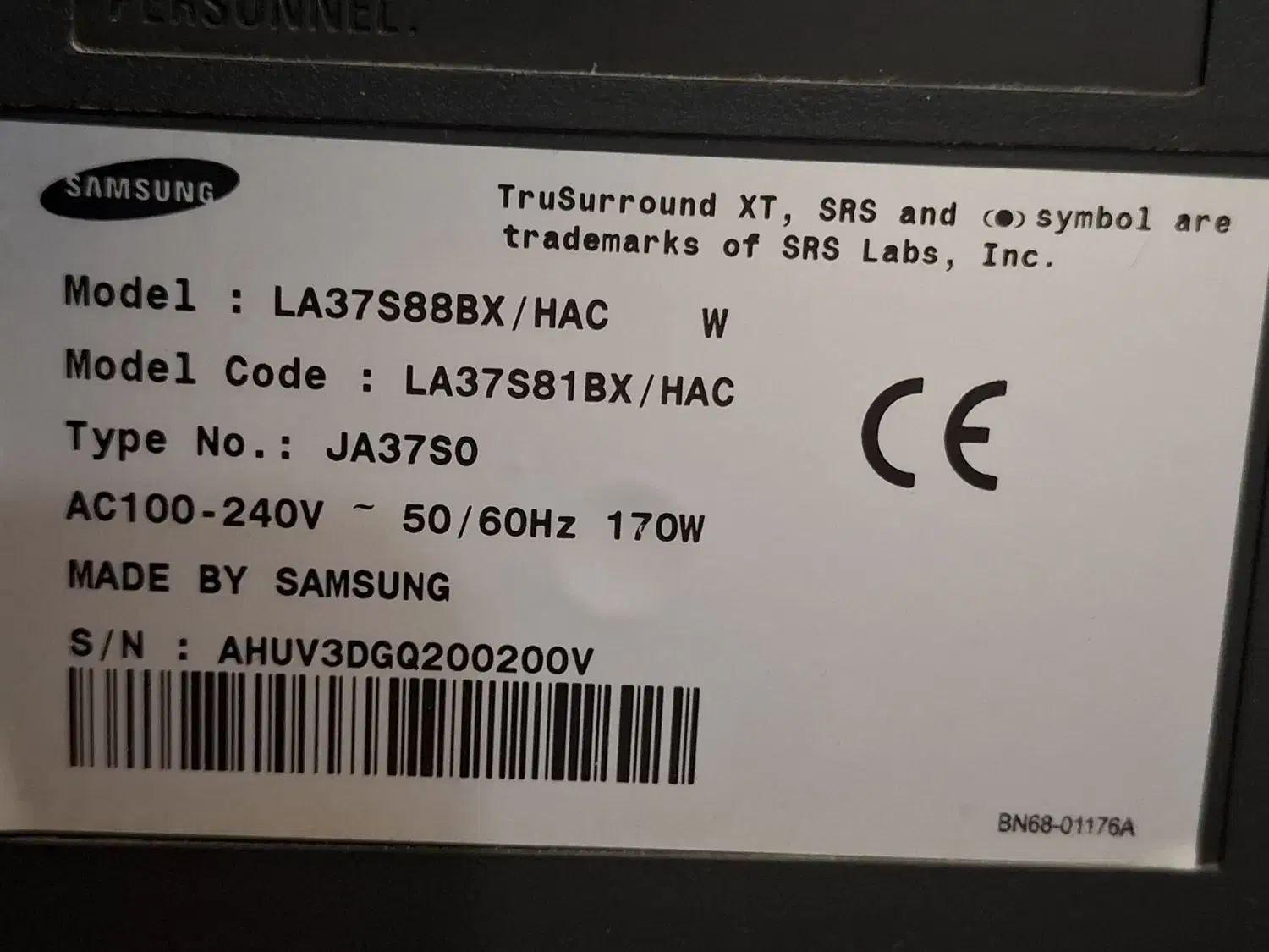 تلویزیون سامسونگ 37 اینچ|تلویزیون و پروژکتور|شیراز, بالا کفت|دیوار