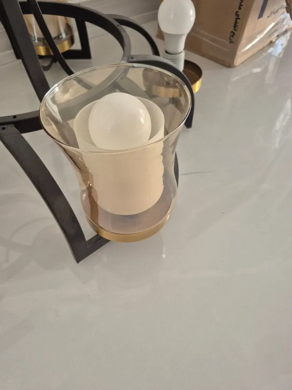 لوستر ۵ شعله مدرن حباب دار مدل شیشه شامپاین|لوستر و چراغ آویز|مشهد, فردوسی|دیوار