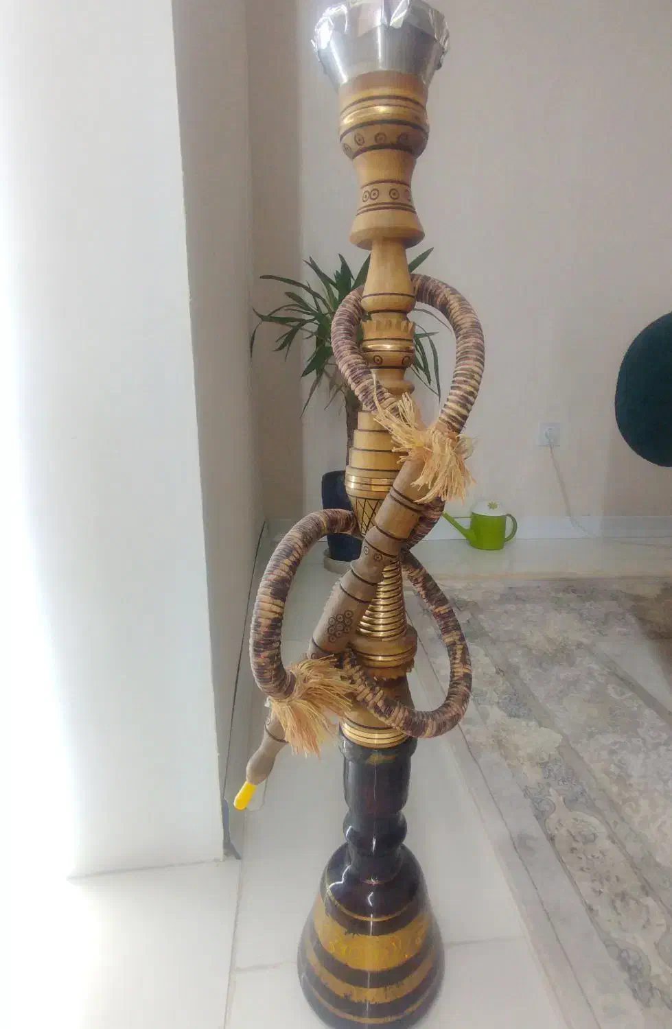 دو عدد قلیون برنجی و چوبی|کلکسیون و سرگرمی|مشهد, شهرک مهر آباد|دیوار