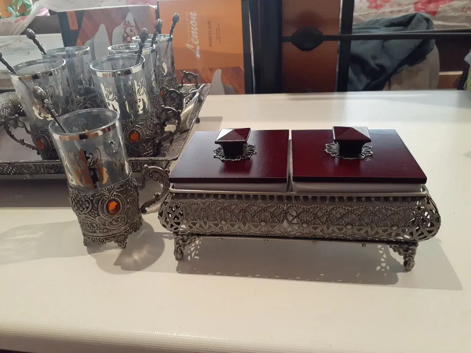 سرویس چای خوری پیوتر کاملا نو مناسب جهیزیه|ظروف سرو و پذیرایی|پیر بکران, |دیوار