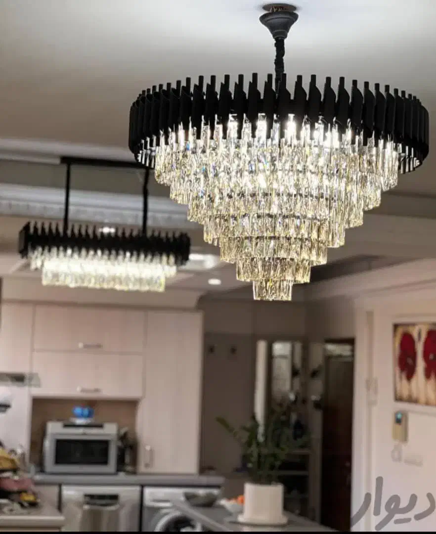لوستر سقفی و آویزی کریستال برگی و کاردی|لوستر و چراغ آویز|تهران, جابری|دیوار