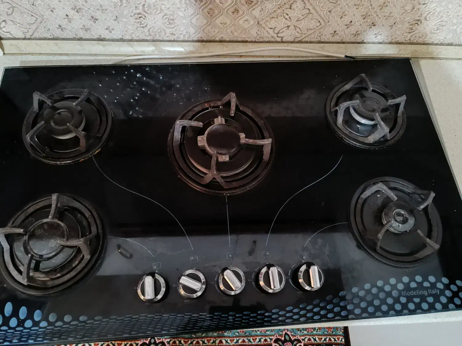 آجاق گاز صفحه ای شیشه پنج شعله|اجاق گاز و لوازم برقی پختوپز|اشتهارد, |دیوار