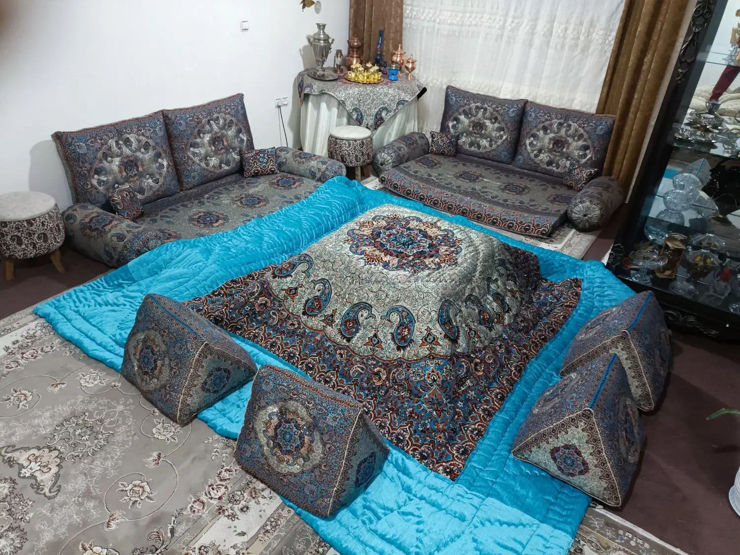 لحاف کرسی کامل دست دوز ترمه اصل یزد|رختخواب، بالش، پتو|تهران, ورزشگاه آزادی|دیوار