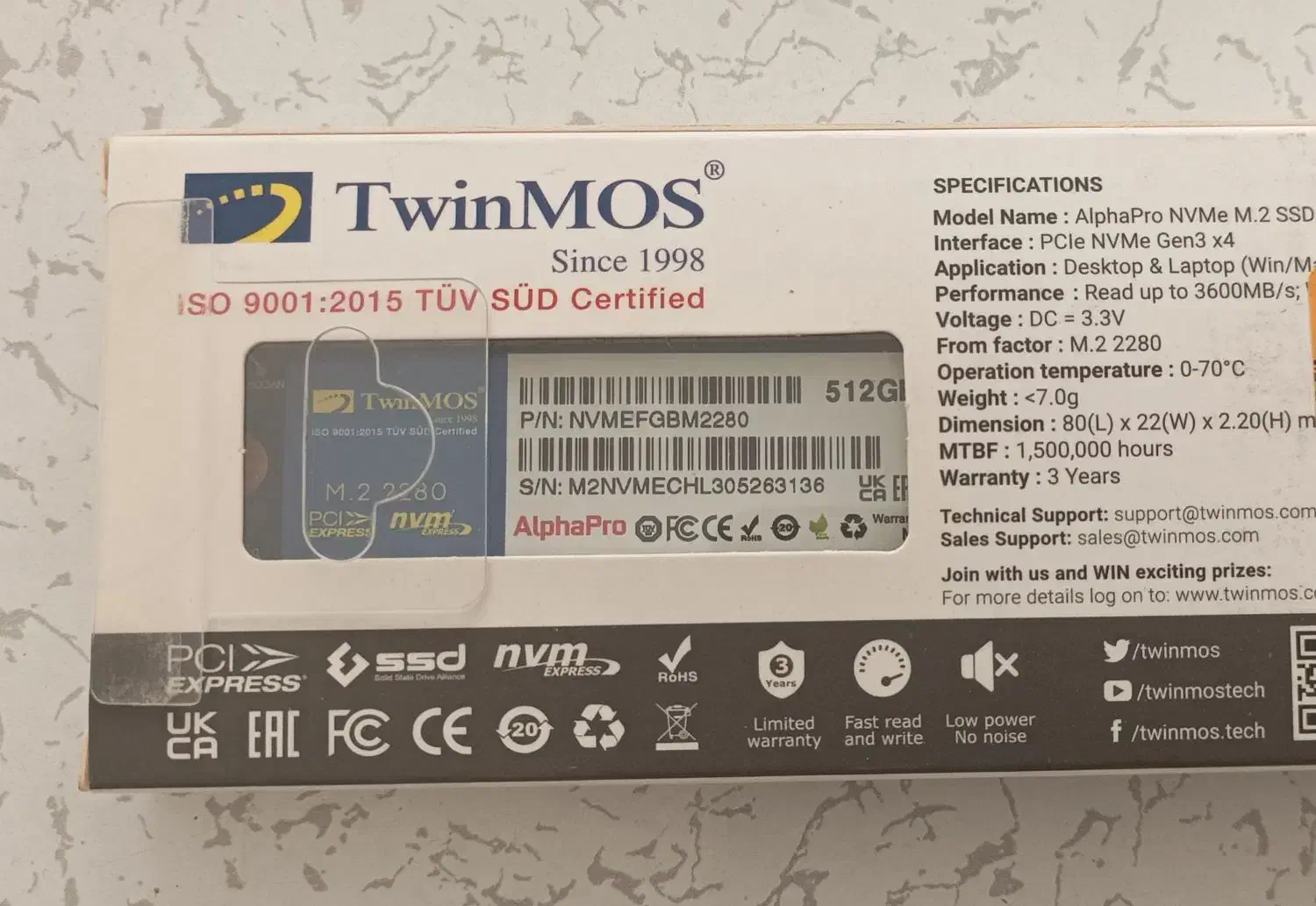 SSD 512GB M.2 - TwinMOS - اس اس دی ۵۱۲ گیگابایت|قطعات و لوازم جانبی رایانه|رشت, جانبازان|دیوار