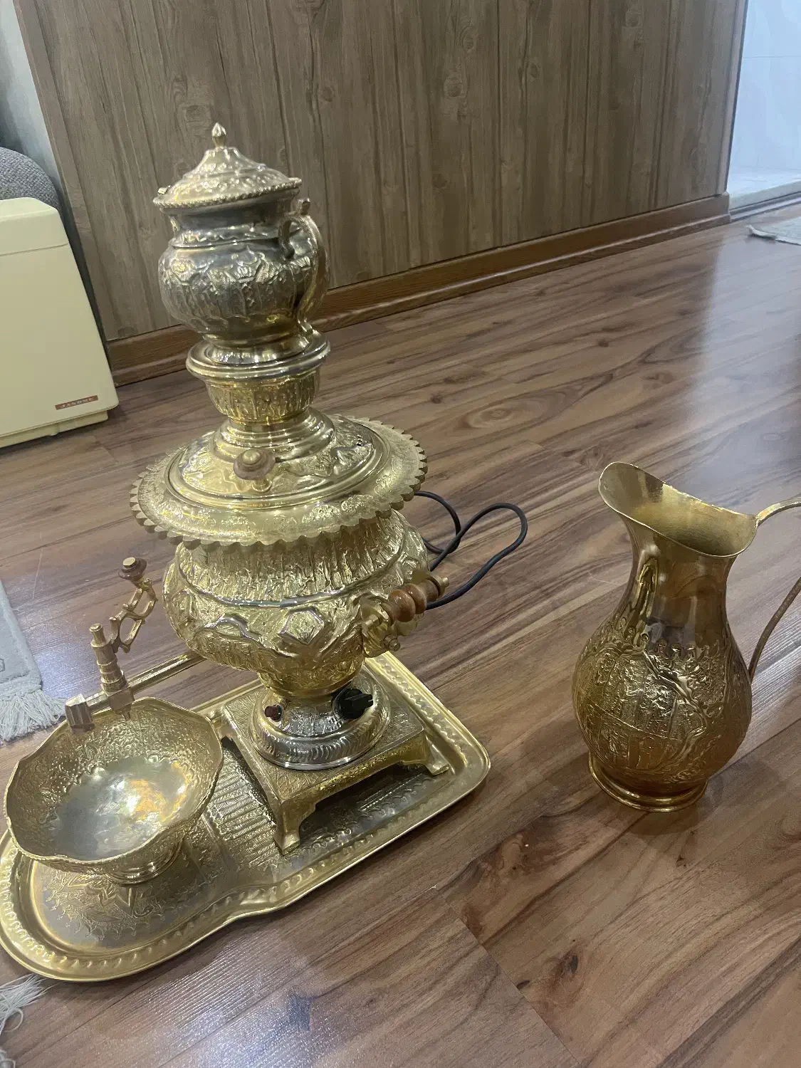 سماور برنجی برقی زنجانی نو با کارتن|سماور، چایساز، قهوهساز|اصفهان, چرخاب|دیوار