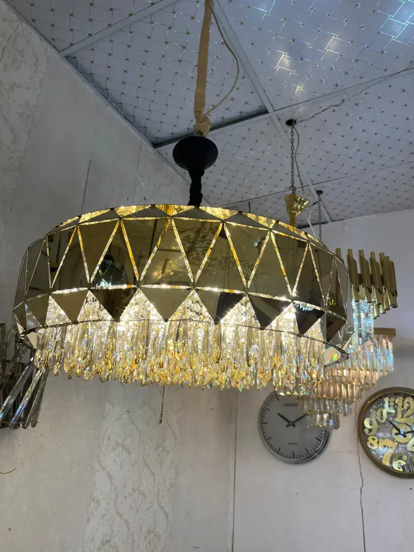 لوستر کریستال الماسی ۶۵ سانت طلایی|لوستر و چراغ آویز|تهران, نیروی هوایی (پیروزی)|دیوار