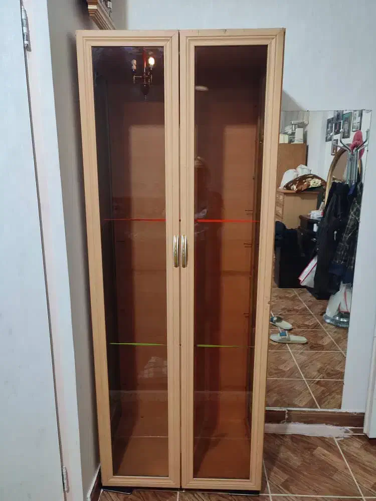 کتابخانه و کمد شیشه ای|کتابخانه، شلف، قفسههای دیواری|فردیس, شهرک ارم|دیوار