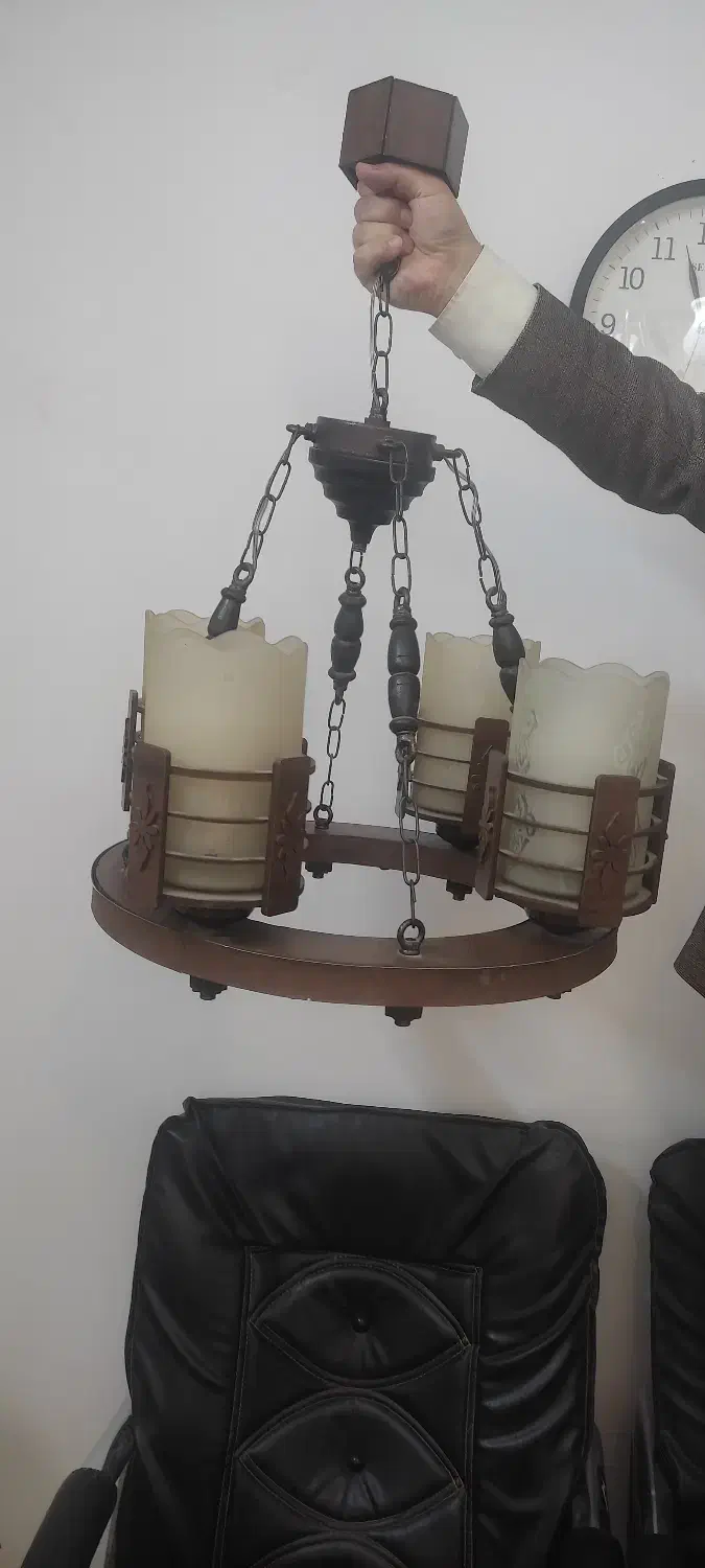 لوستر 4 شاخه چوبی|لوستر و چراغ آویز|مشهد, آزادشهر|دیوار