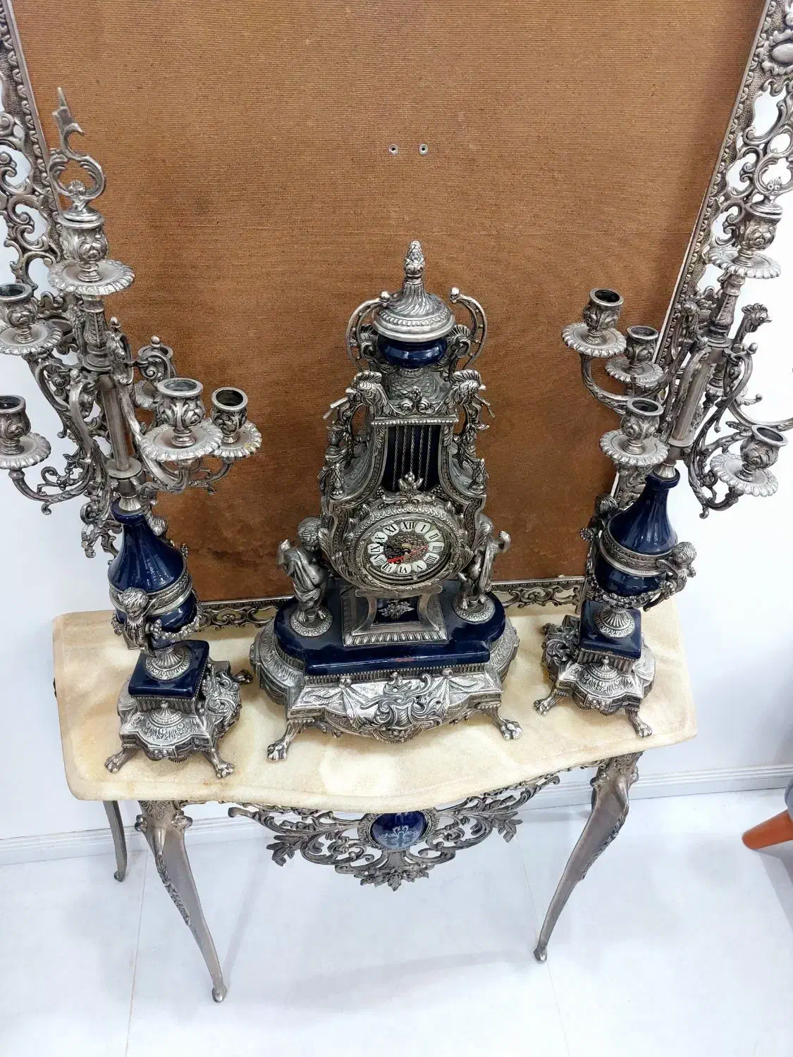 آینه شمعدان برنجی سنگین|صنایع دستی و سایر لوازم تزئینی|مشهد, پنجتن|دیوار