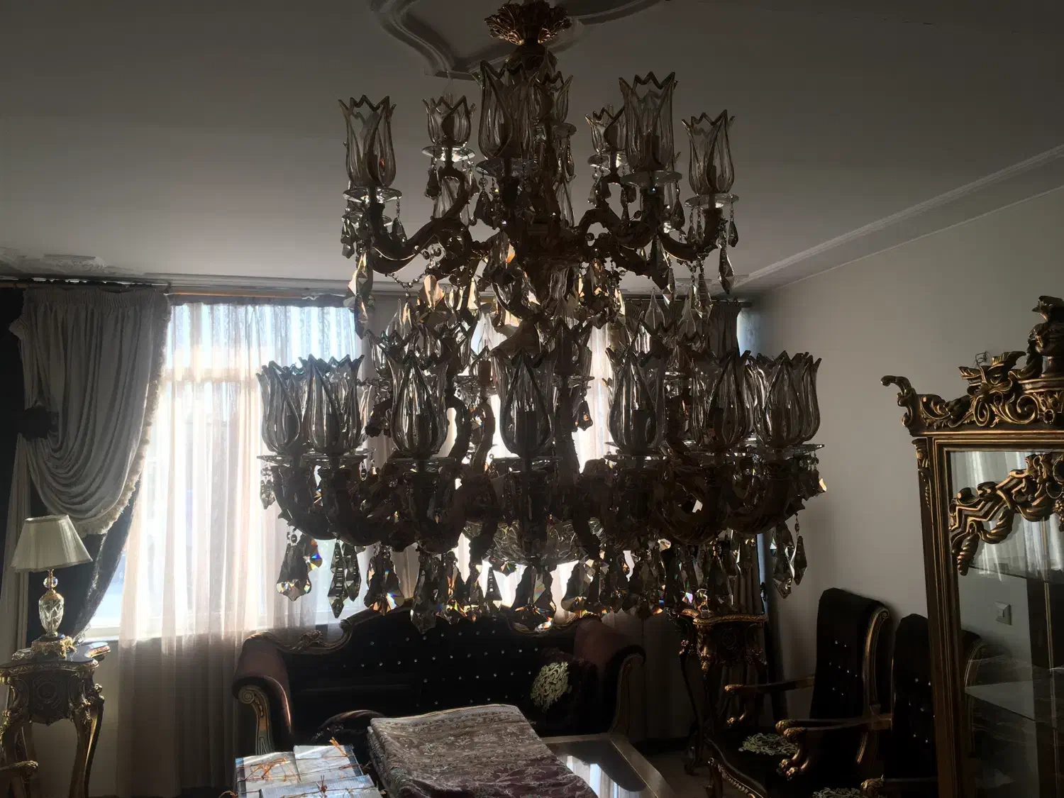 لوستر ورقه طلا|لوستر و چراغ آویز|تهران, ستارخان|دیوار