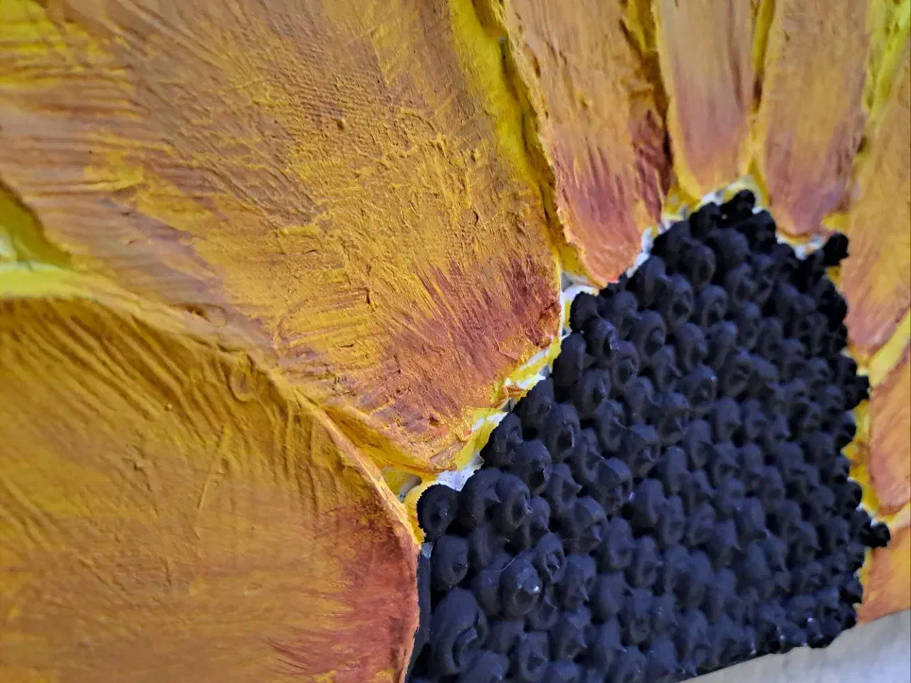 تابلو نقاشی رنگ روغن برجسته آفتابگردان|تابلو، نقاشی، عکس|تهران, سازمان برنامه جنوبی|دیوار