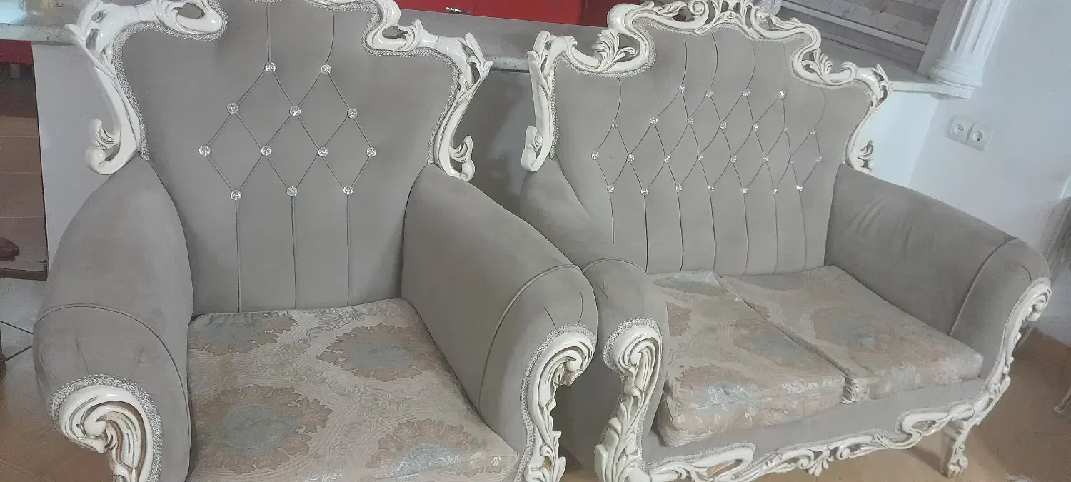 مبل ۷ نفره به همراه جلو مبلی و میزعسلی مهمان|مبلمان خانگی و میز عسلی|آستانه اشرفیه, |دیوار