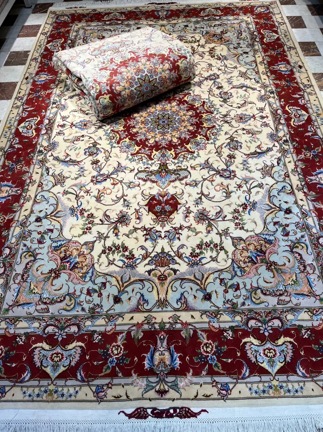 فرش دستباف جفت ۶ متری تبریز علیا ۴۰ رج دستبافت|فرش|تهران, مولوی|دیوار