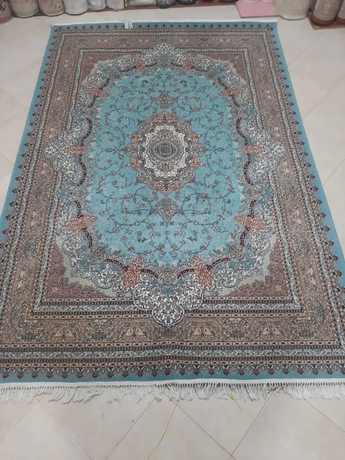 ۲ عدد  ۶  متری  طرح  ۷۰۰ شانه ابی فیروزه ای|فرش|ارومیه, |دیوار