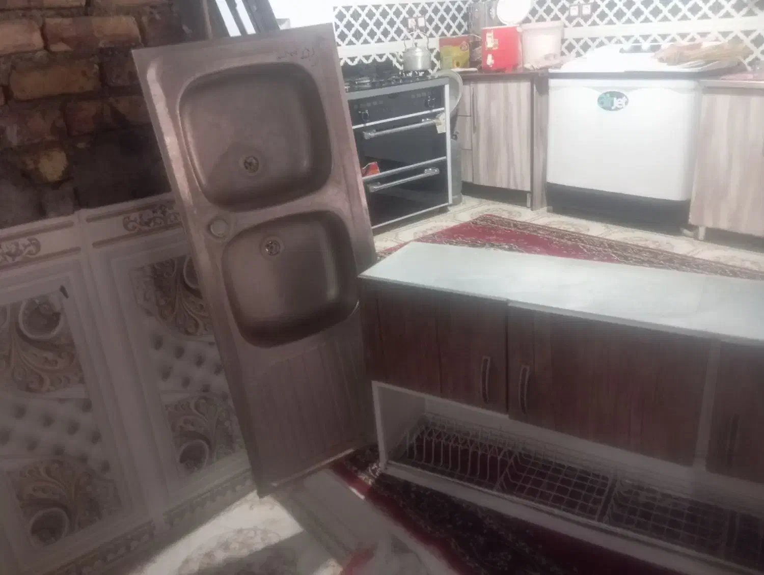 ابچکان همراه سینک دوقلووکپسول ال پی جی|آب‌چکان و نظم‌دهنده ظروف|زابل, |دیوار