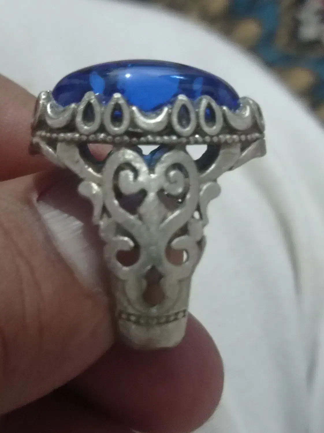 انگشتر نقره یاقوت لعل ابی|جواهرات|کارون, |دیوار