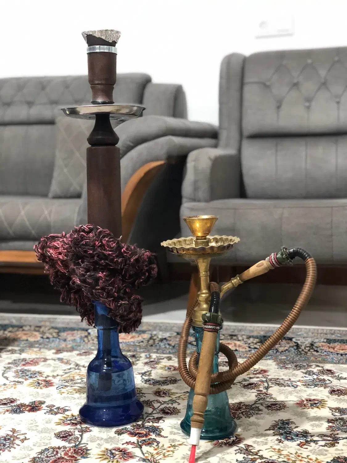 قلیون برنج توپر و چوب سرخ|صنایع دستی و سایر لوازم تزئینی|بابل, |دیوار