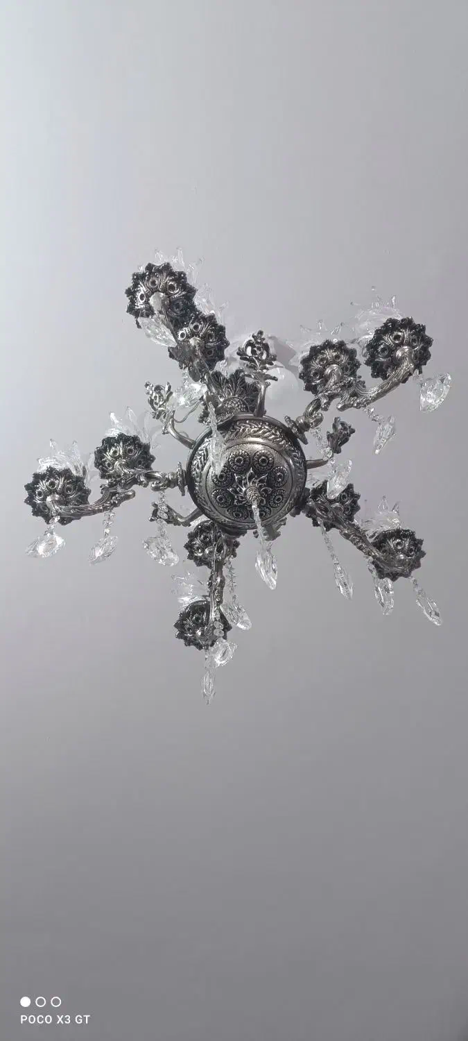 لوستر ۱۰شعله قلم کاری درحد نو|لوستر و چراغ آویز|مشهد, کشف|دیوار