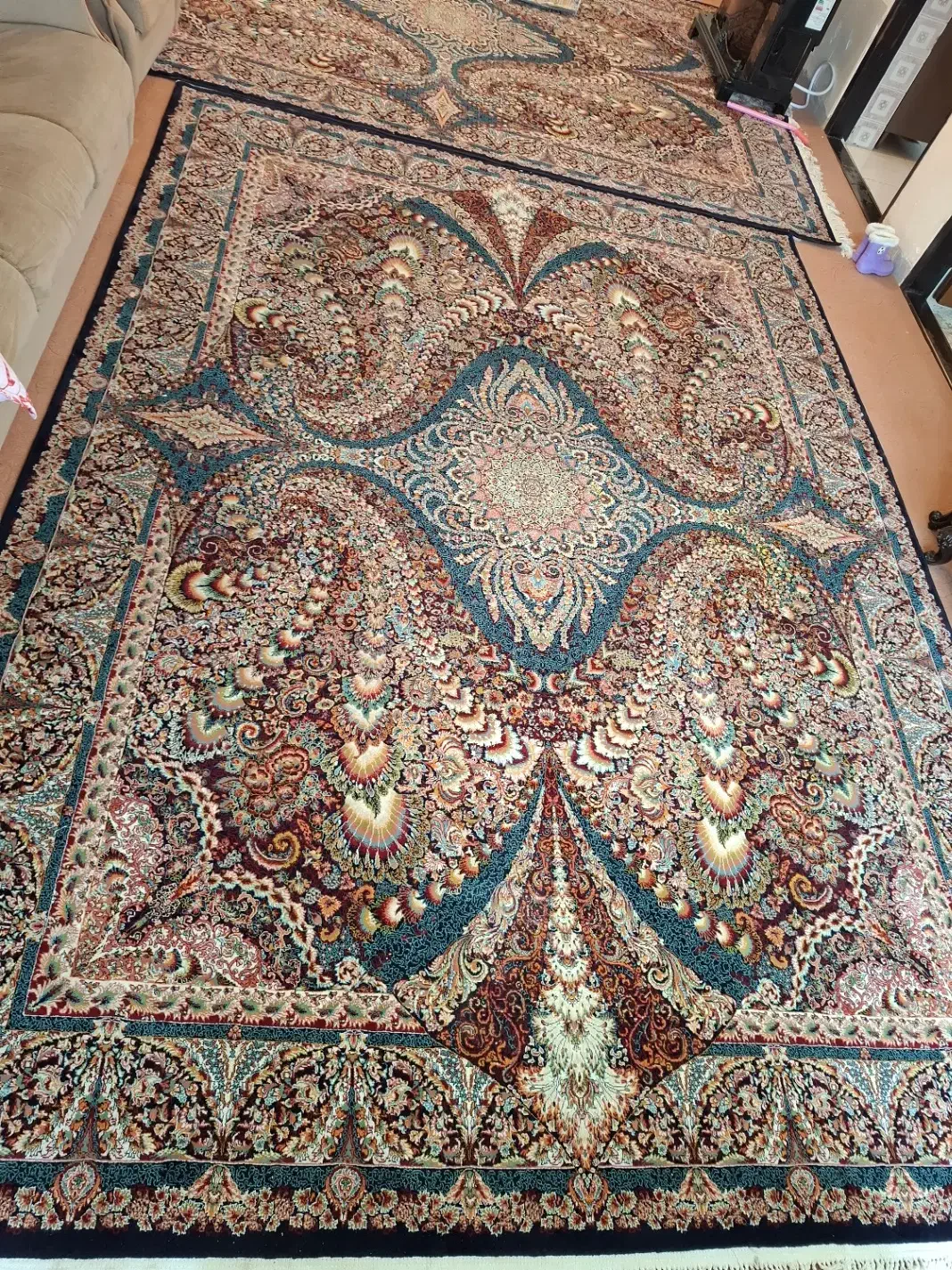 دو عدد فرش 9 متری|فرش|گلپایگان, |دیوار