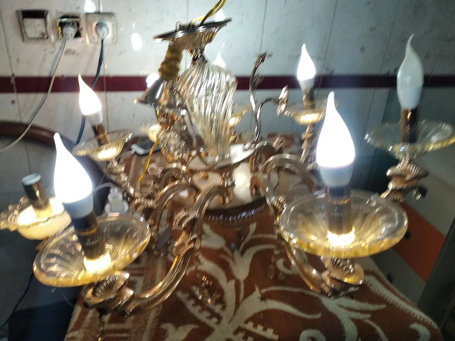 لوستر برنزی 8شاخه|لوستر و چراغ آویز|ارومیه, |دیوار