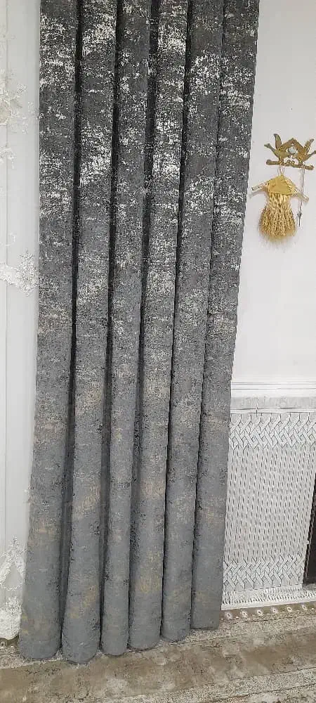 دوتا شال پرده طلا کوب طوسی هر دوتا ۳نیم جنس خوب|پرده، رانر، رومیزی|نورآباد, |دیوار