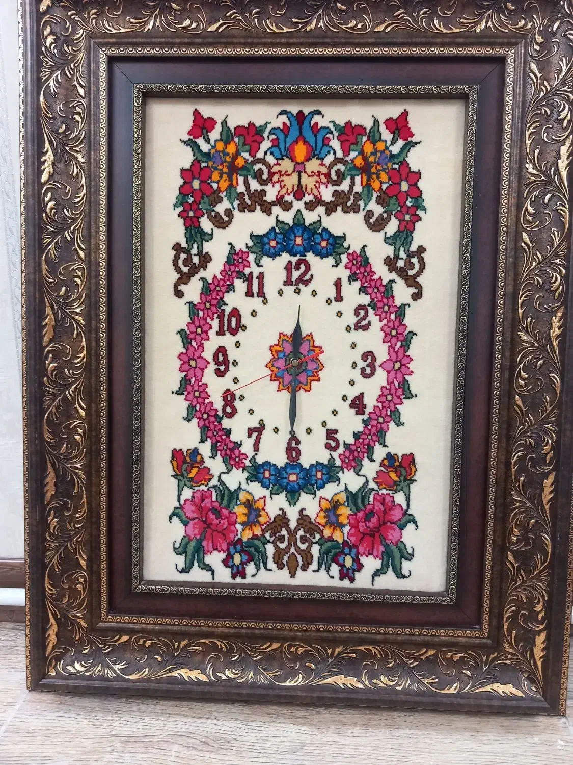 تابلو فرش ساعت دست بافت فرش بیجار نو|تابلو فرش|بیجار, |دیوار