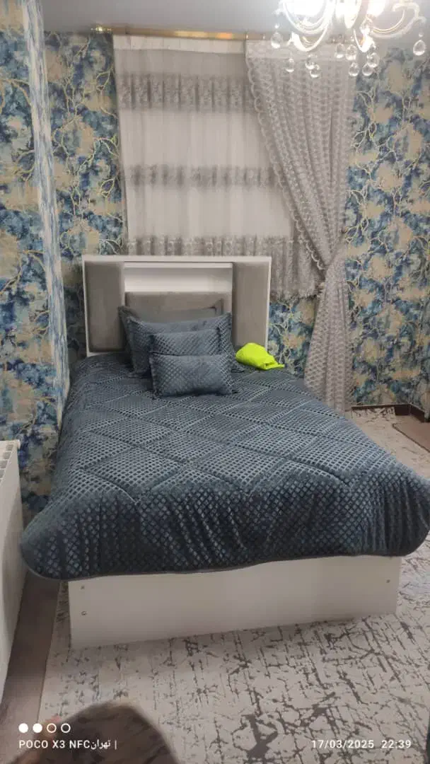 سرویس تخت نوجوان تمام ام دی اف سفید طوسی|تخت و سرویس خواب|قدس, شهرقدس|دیوار