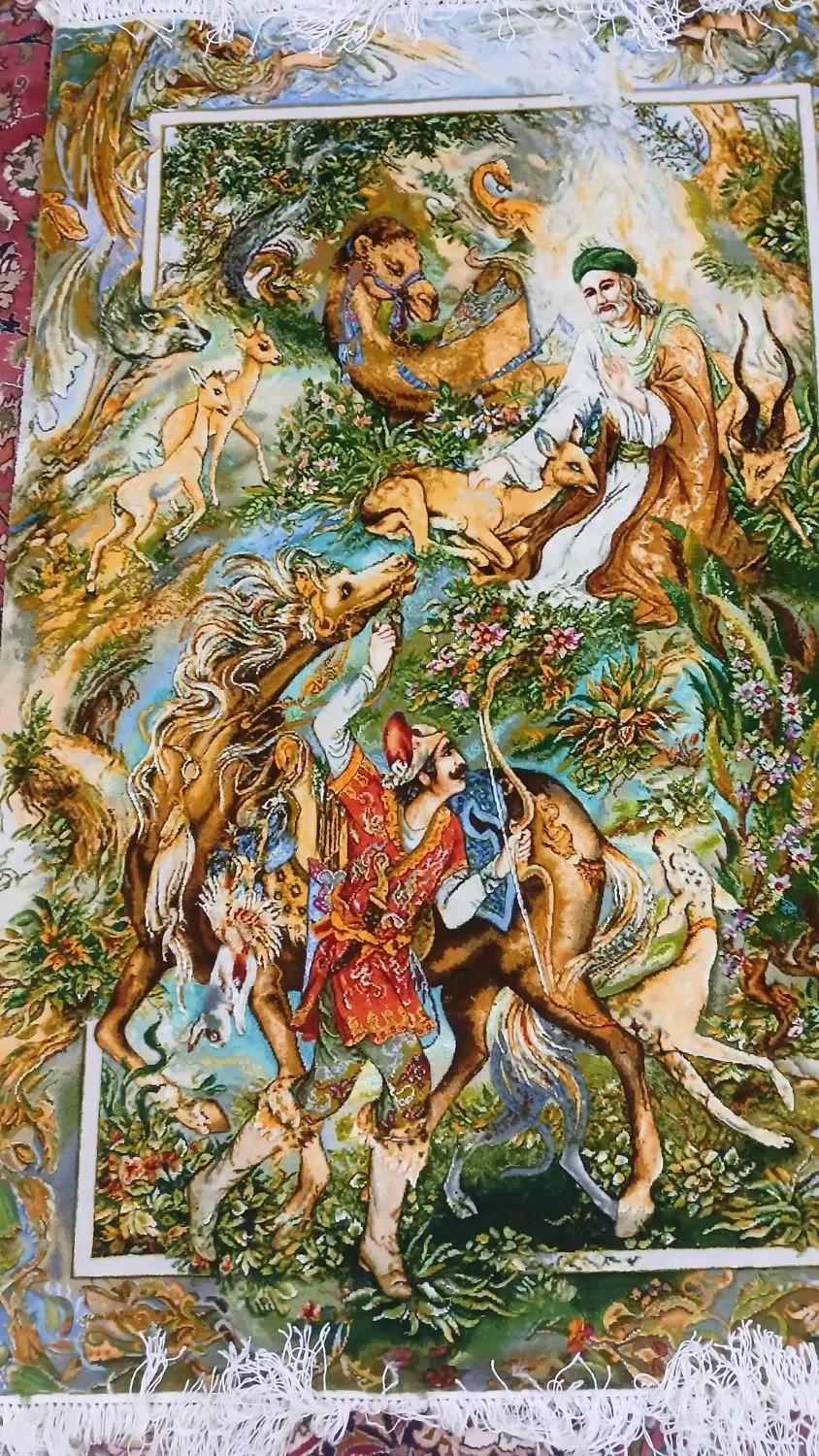 تابلو فرش دستبافت تبریز فرشچیان ضامن آهو|تابلو فرش|تهران, بهار|دیوار