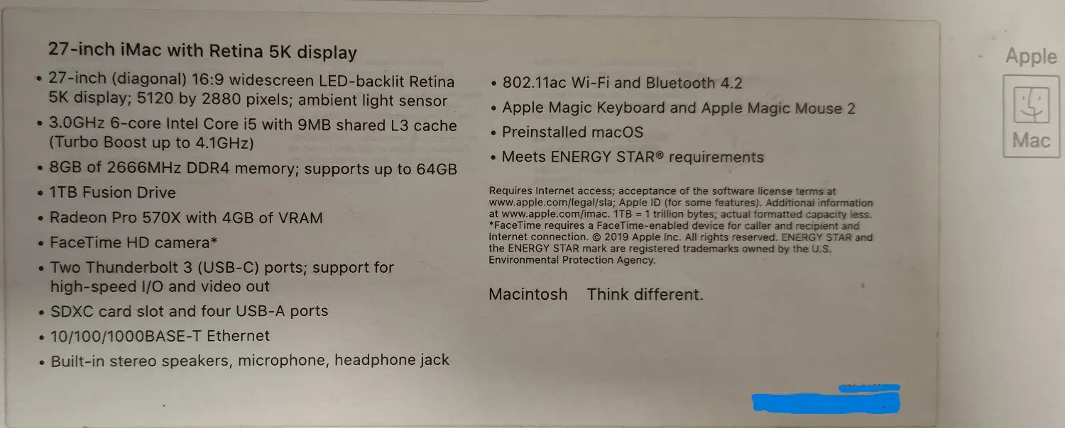 iMac 2019 - خانگی از صفر - کارتن - بسیار تمیز|رایانه رومیزی|تهران, دانشگاه شریف|دیوار