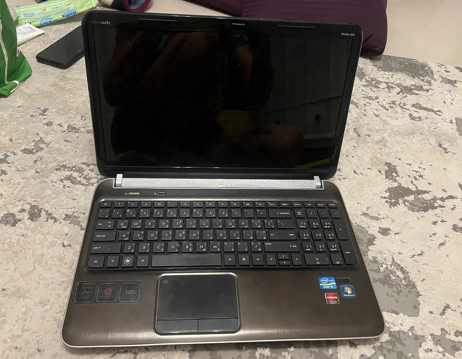 لپ تاپ hp مدل Dv6|رایانه همراه|مشهد, اقبال|دیوار