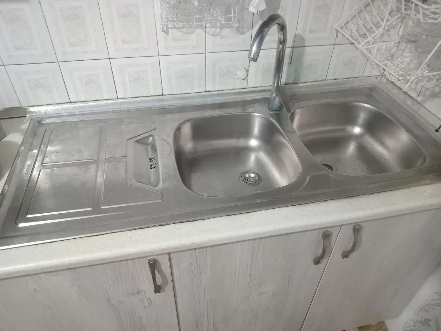 سینک ظرفشویی دولگنه|آب‌چکان و نظم‌دهنده ظروف|تنکابن, |دیوار