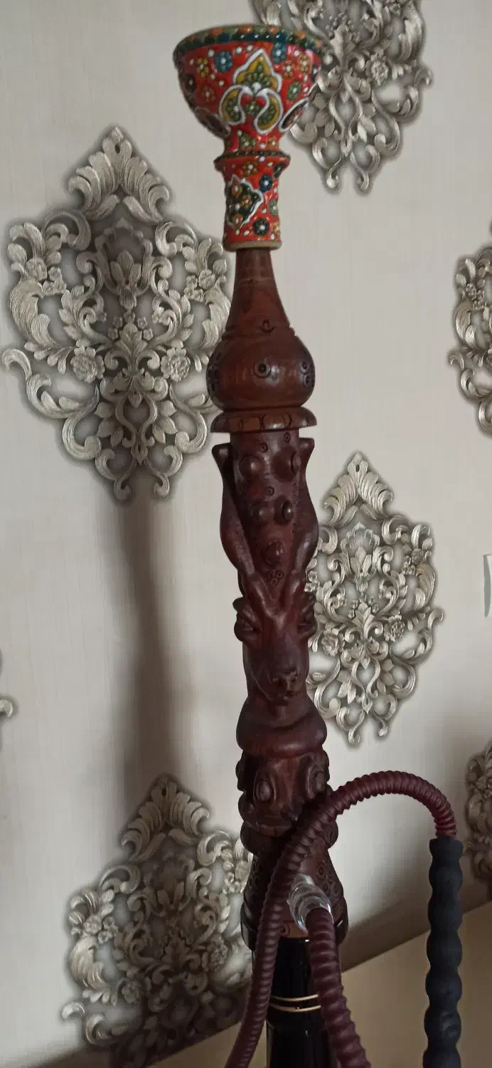 قلیان چوبی مادر آهو|صنایع دستی و سایر لوازم تزئینی|قزوین, |دیوار