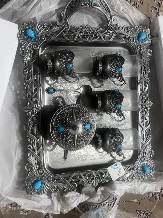 ست چای خوری و سینی فیروزه کوب|ظروف سرو و پذیرایی|تهران, وحیدیه|دیوار