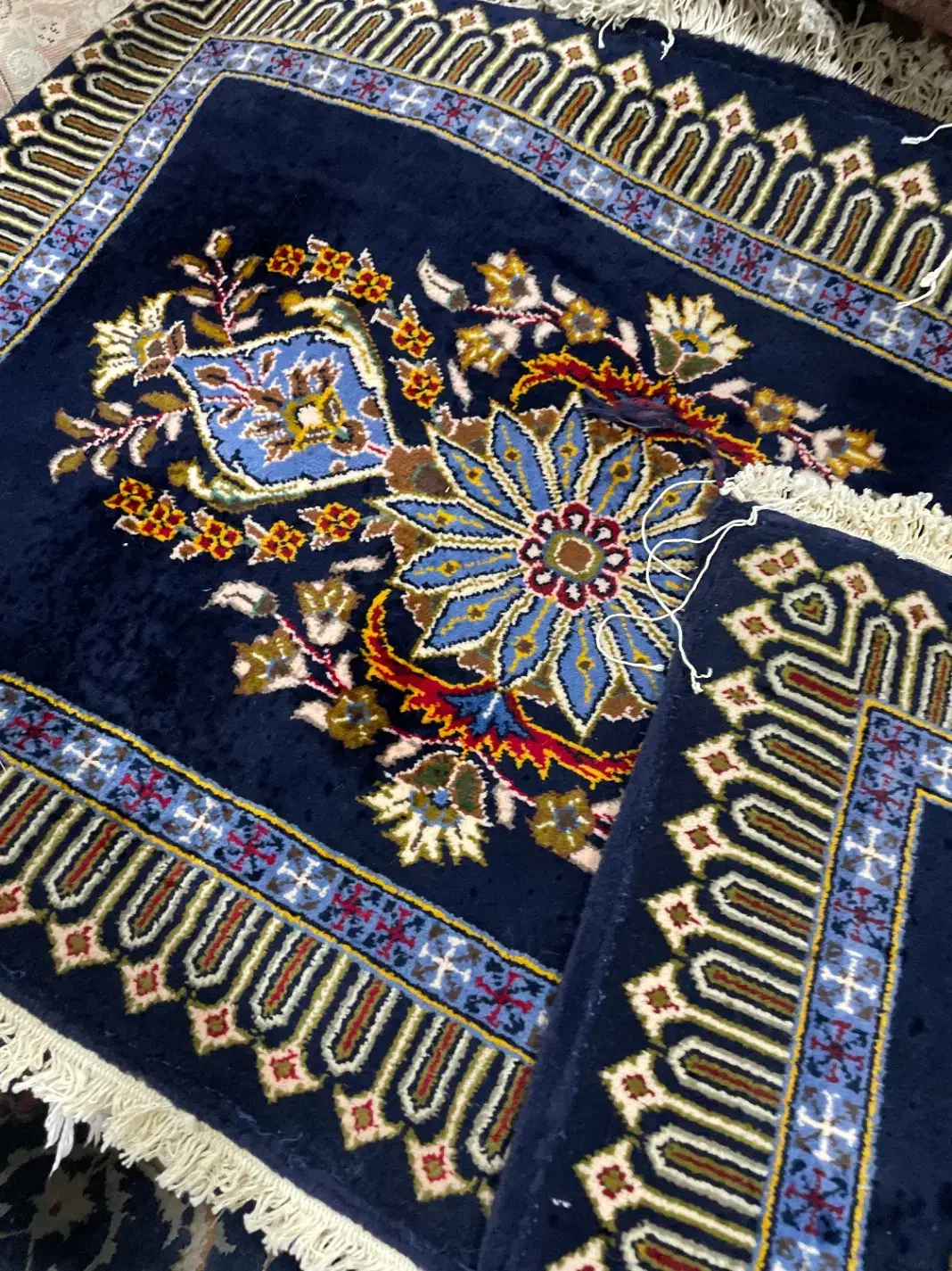 یک جفت پشتی دستبافت سرمه ای رنگ کاشان|پشتی|تهران, آرژانتین|دیوار